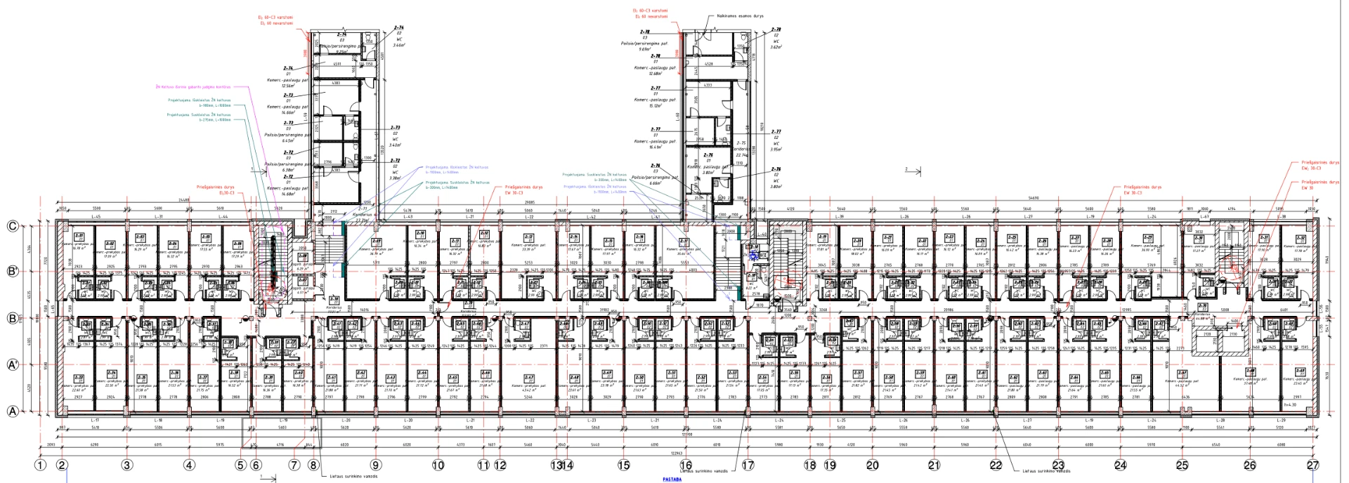Architectural floor plan for the mixed-use redevelopment in Šiauliai