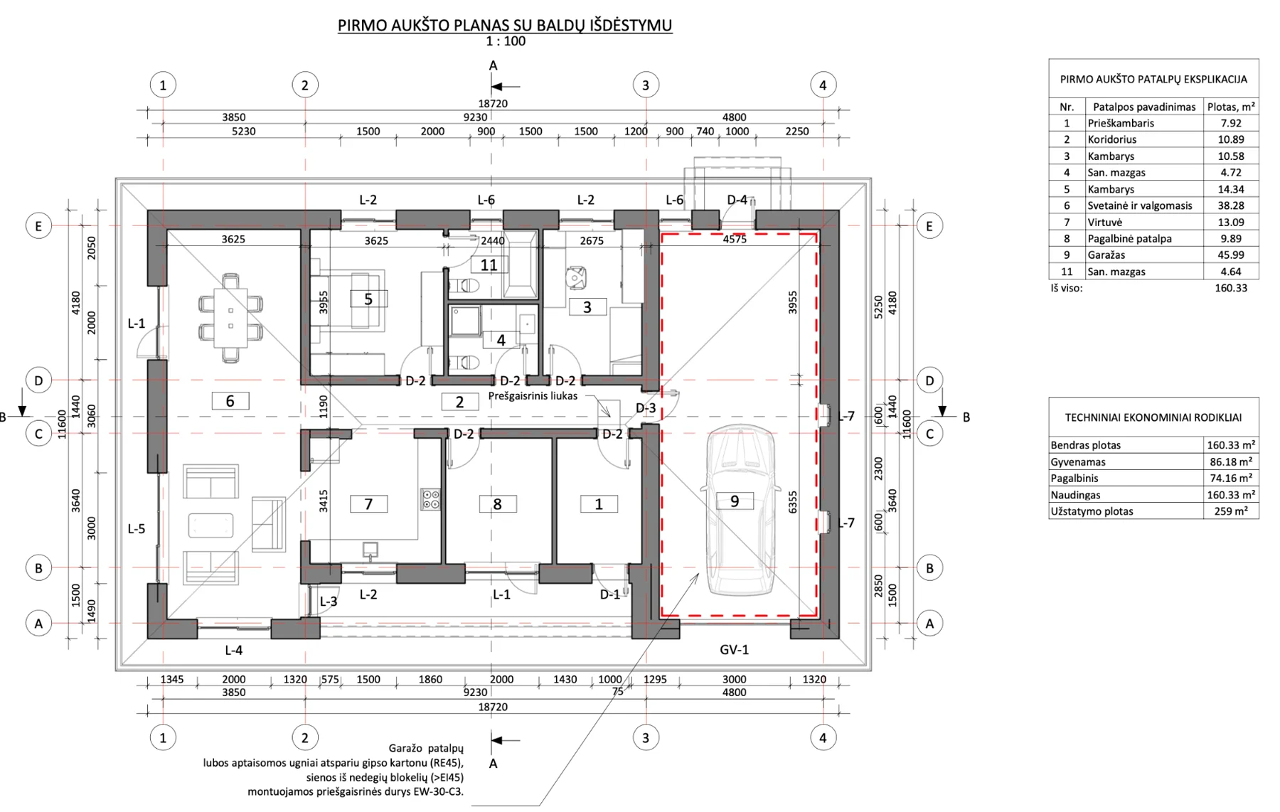 First-floor plan for the private residential development in Lithuania