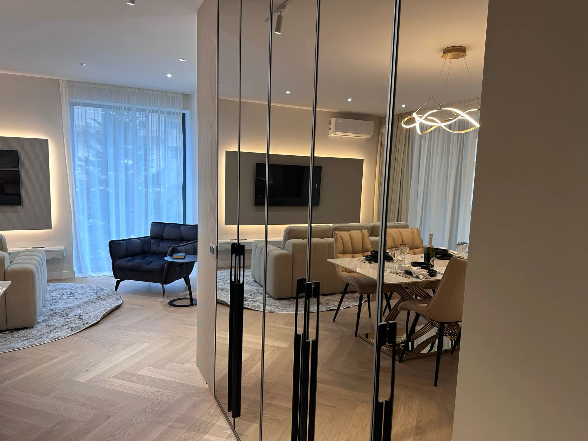 Mirrored fitted wardrobes in the completed Spanish holiday residence